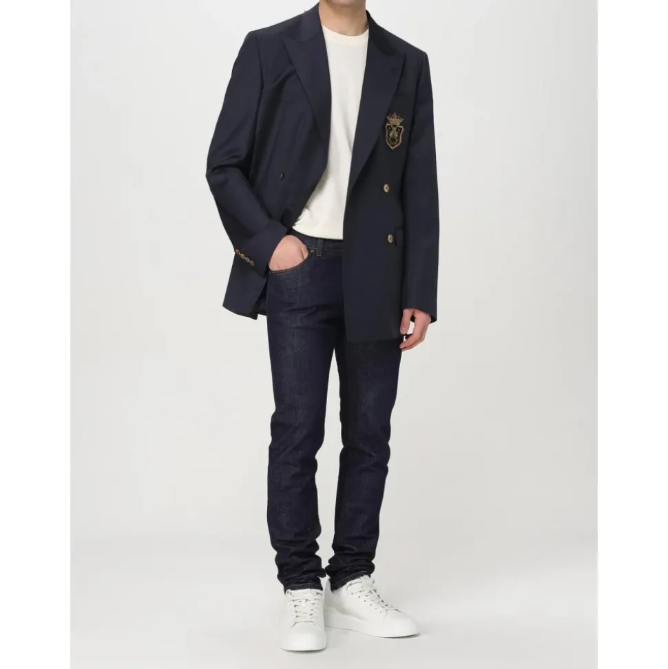 Blazer Bleu Marine à Écusson
