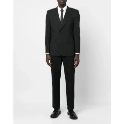 Blazer en Laine Noire avec Revers Pointus