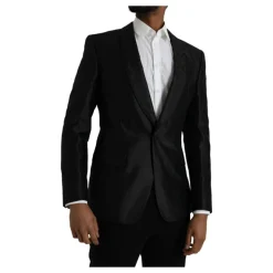 Blazer en Mélange de Soie à Un Bouton