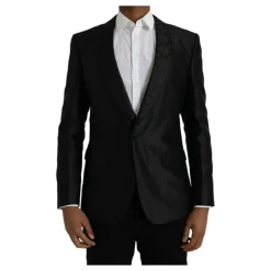 Blazer en Mélange de Soie à Un Bouton
