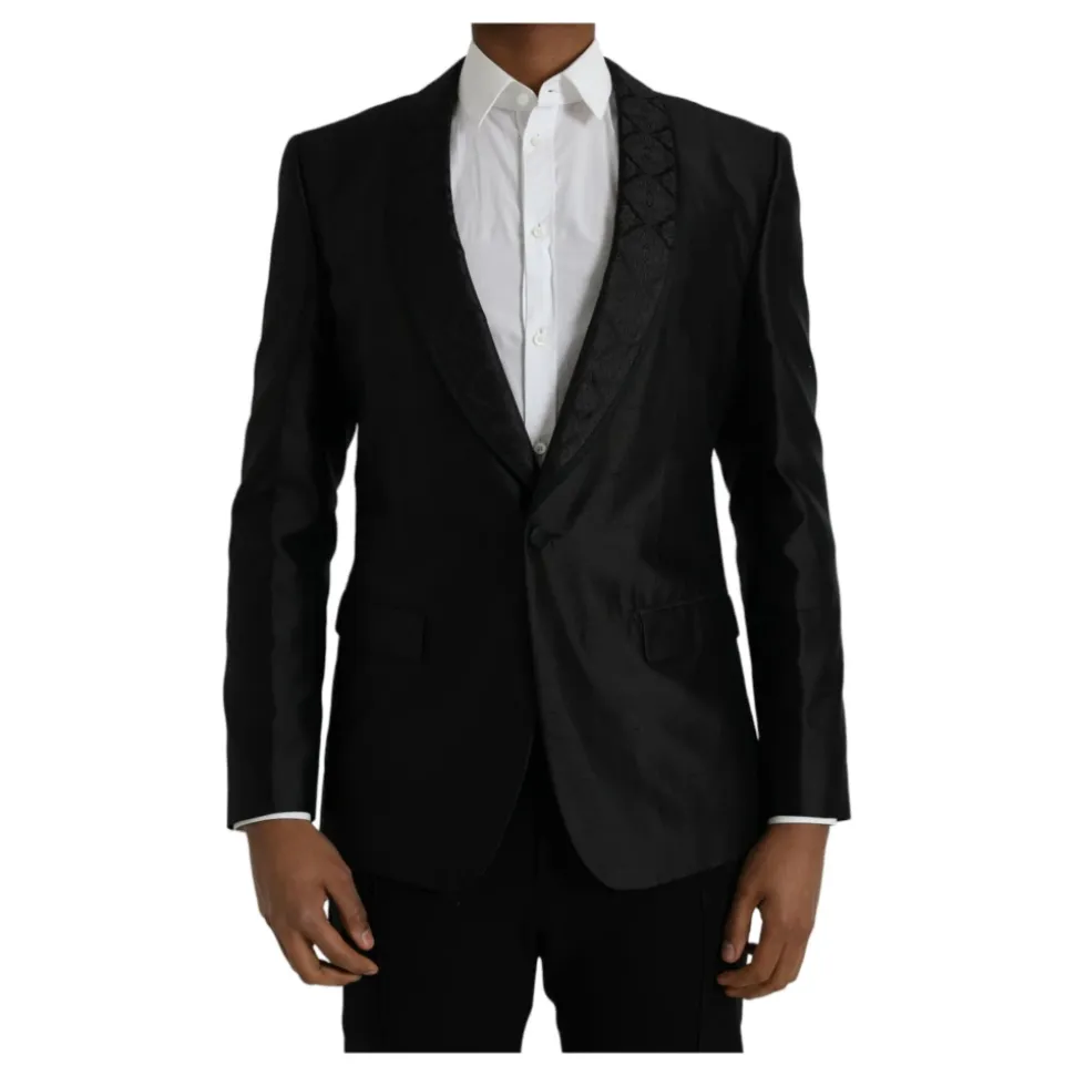 Blazer en Mélange de Soie à Un Bouton