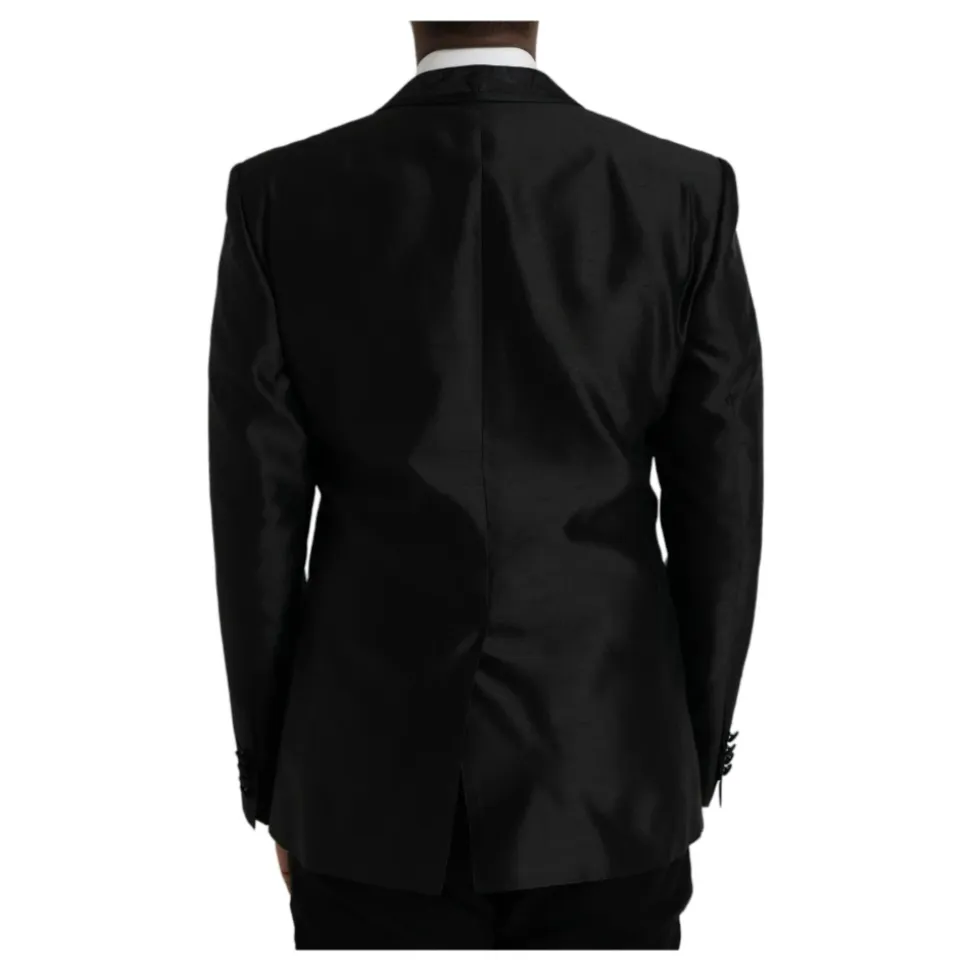 Blazer en Mélange de Soie à Un Bouton
