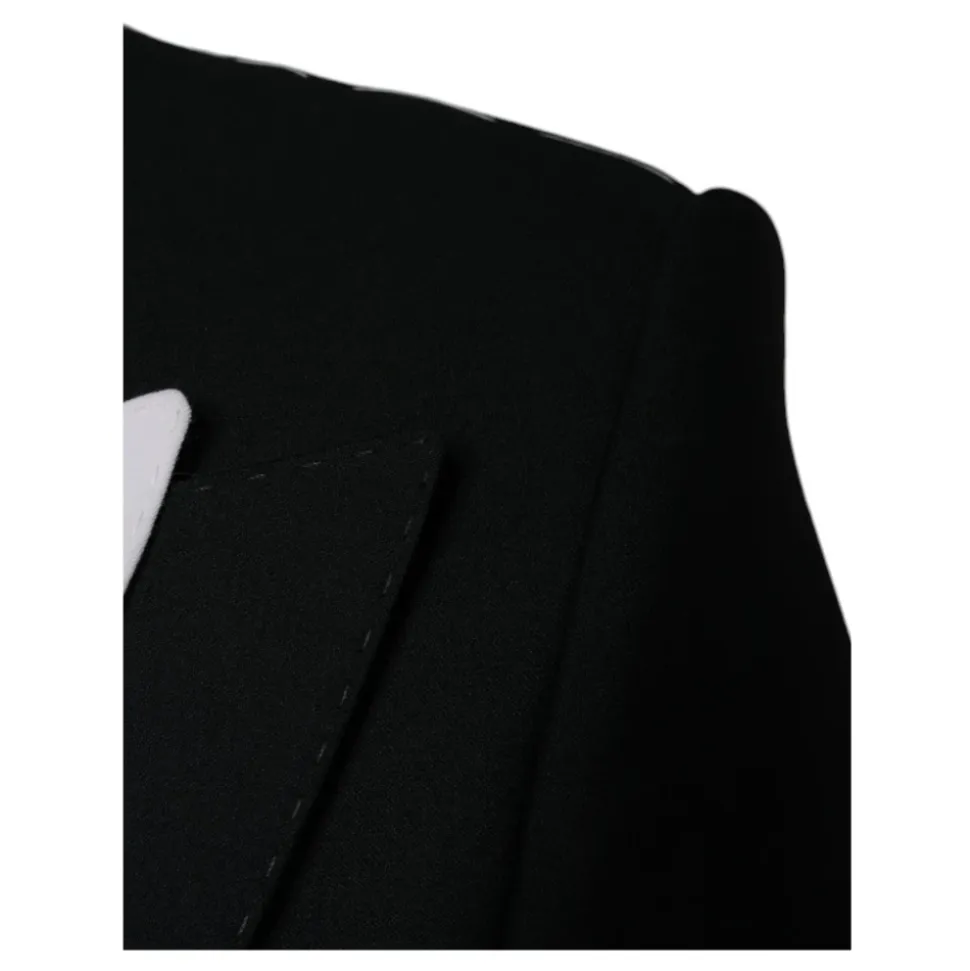Blazer Noir Ajusté en Laine