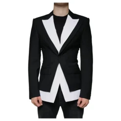 Blazer Noir Ajusté en Laine