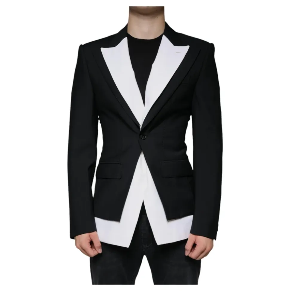 Blazer Noir Ajusté en Laine