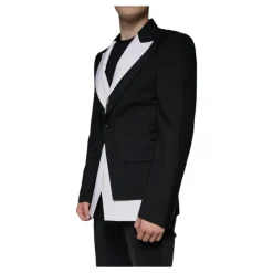 Blazer Noir Ajusté en Laine