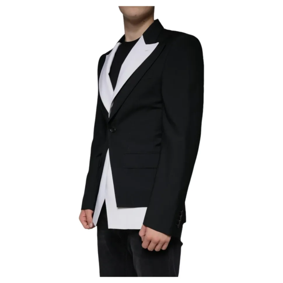 Blazer Noir Ajusté en Laine