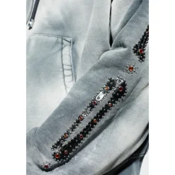 Bones Studded Oversized Zip Hoodie