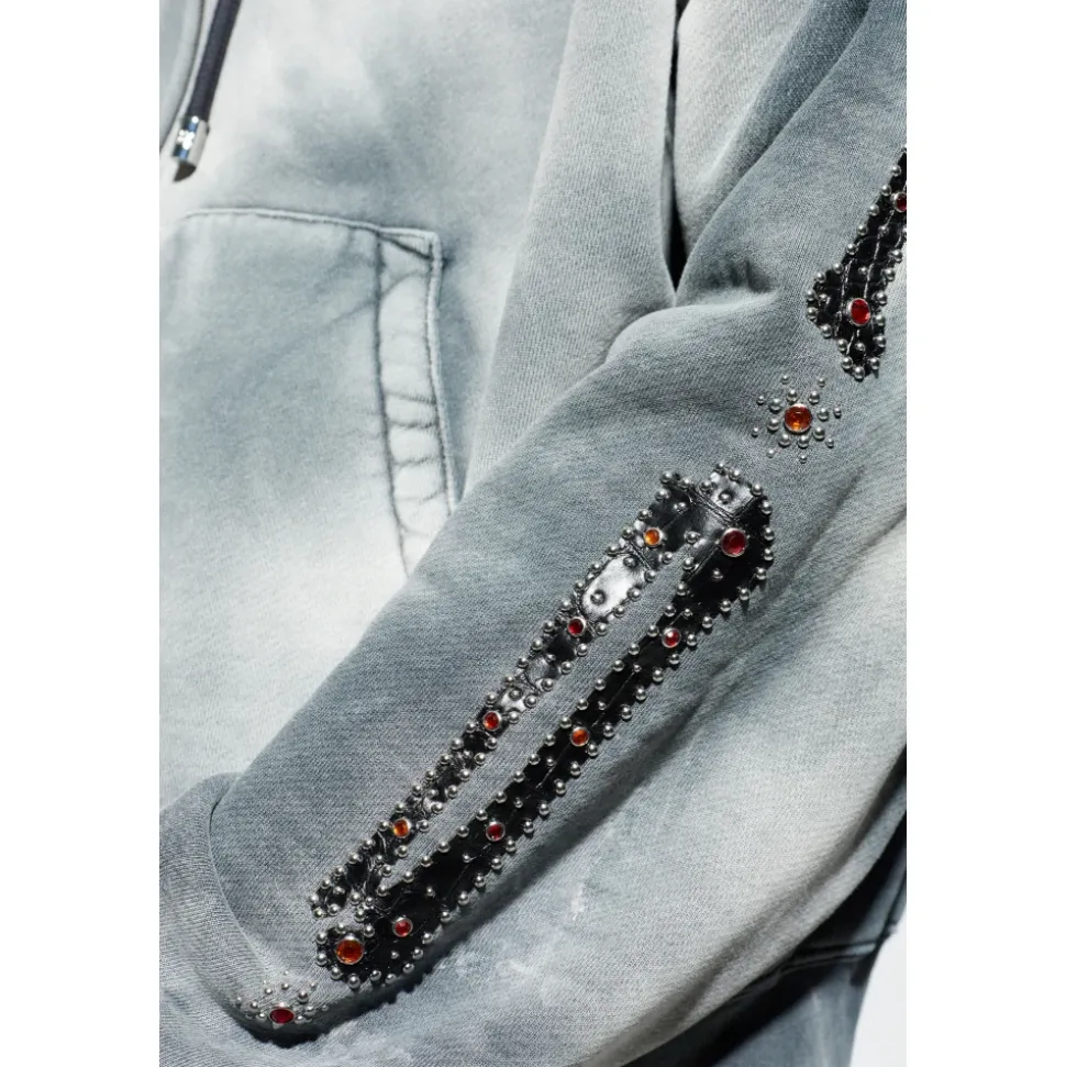 Bones Studded Oversized Zip Hoodie