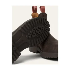 Bottes Chelsea en Cuir Marron avec Boucle de Couleur Kummel