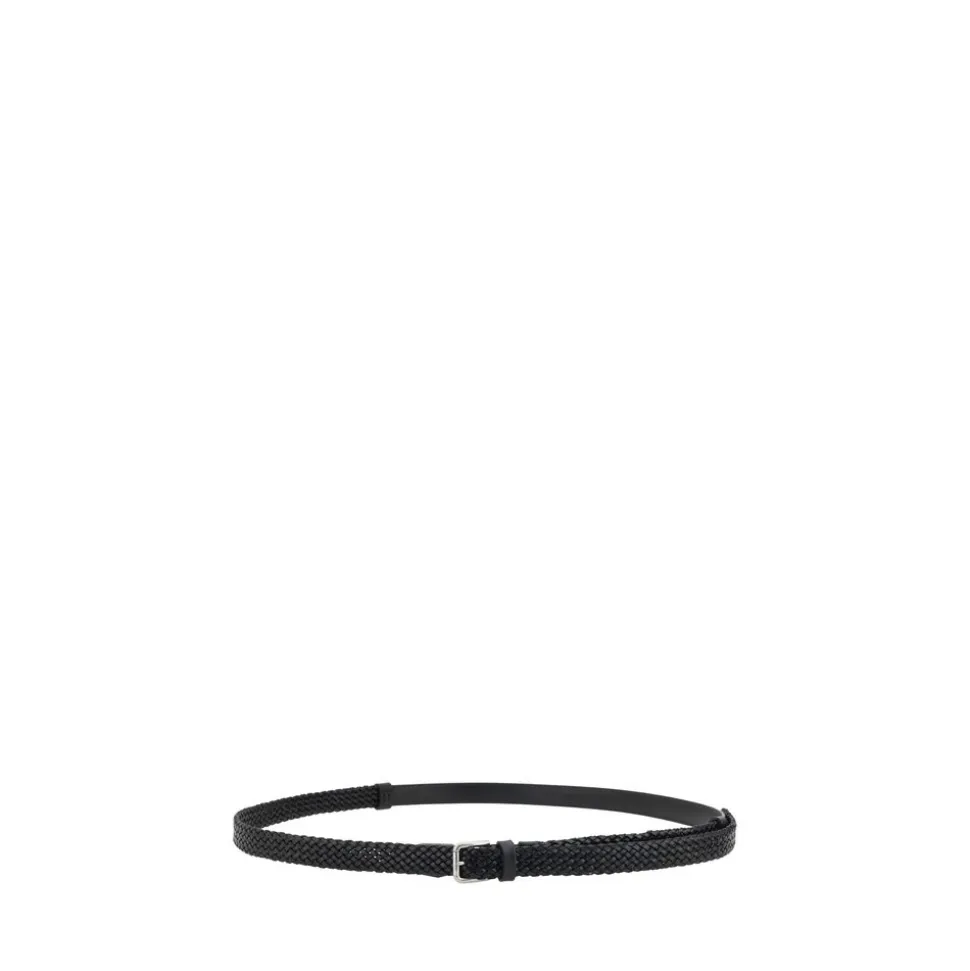 Boucle Argent Ceinture en Cuir Tissé