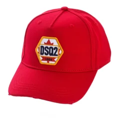 Casquette en coton brodé avec visière déchirée