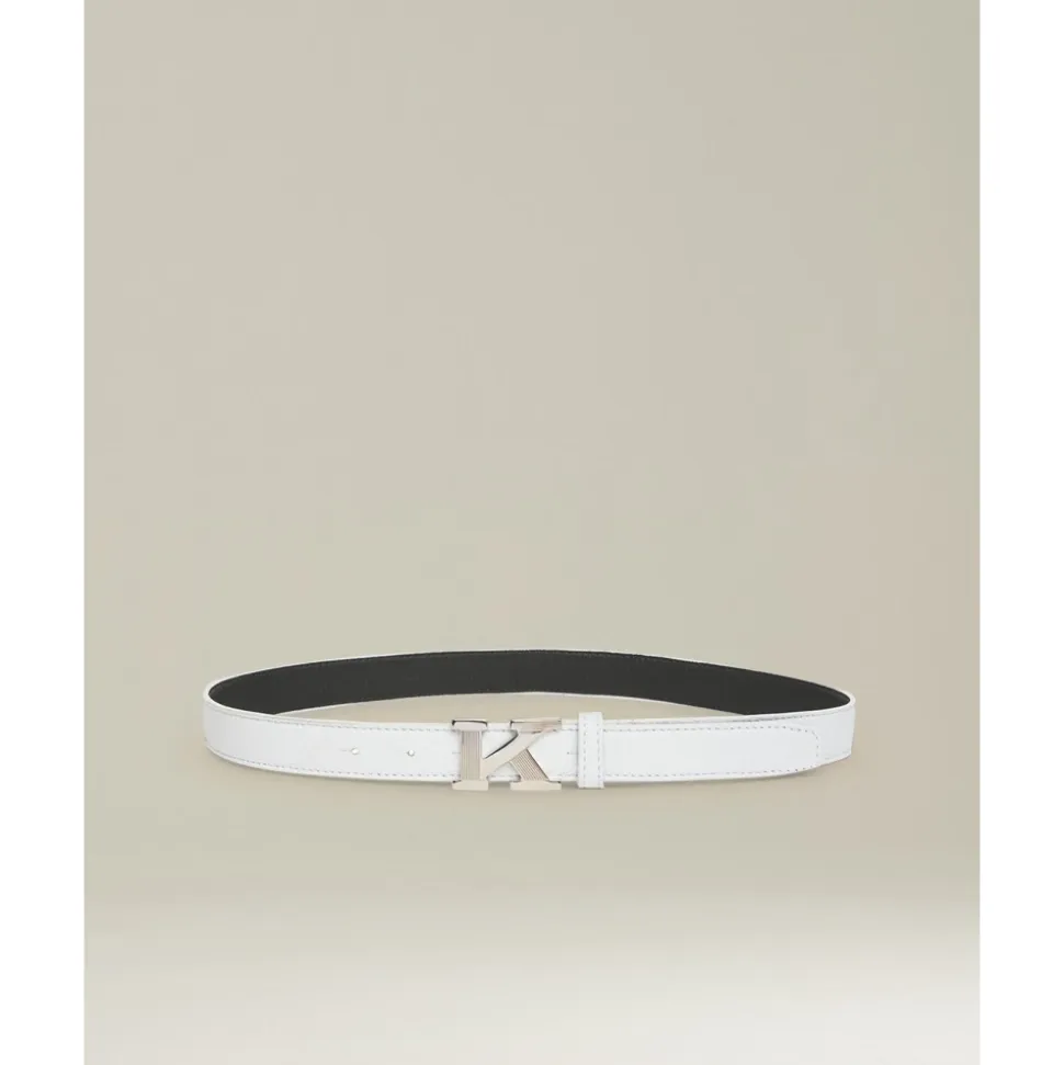 Ceinture en peau de cerf blanche avec boucle en palladium