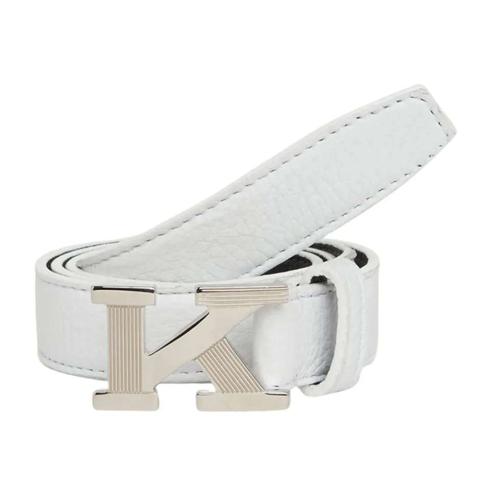 Ceinture en peau de cerf blanche avec boucle en palladium