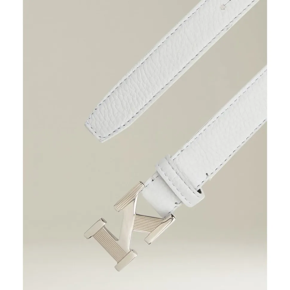 Ceinture en peau de cerf blanche avec boucle en palladium