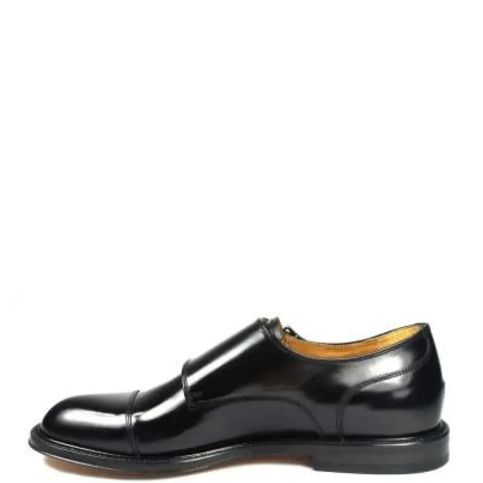 Chaussure en cuir noir à double boucle