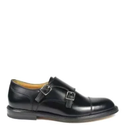 Chaussure en cuir noir à double boucle