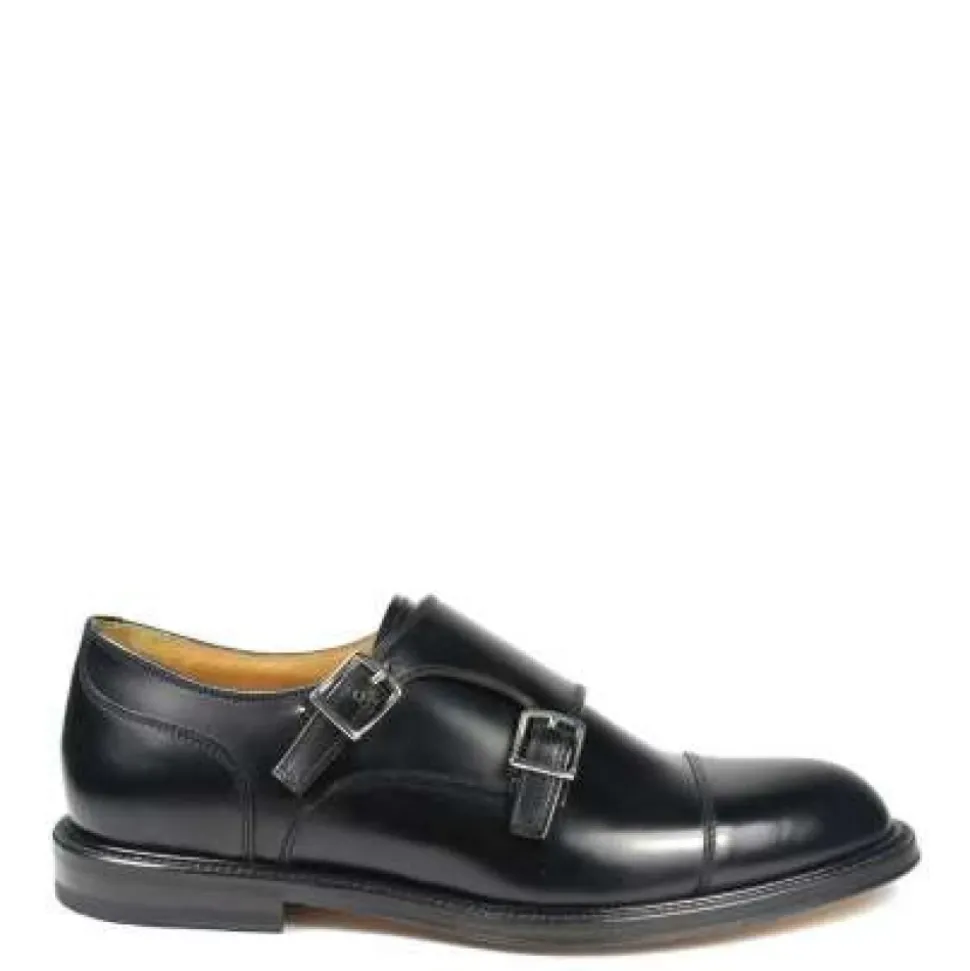 Chaussure en cuir noir à double boucle