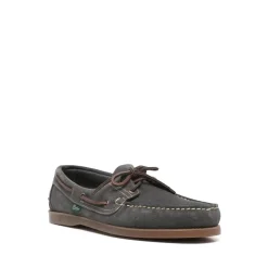 Chaussures bateau gris foncé à lacets et semelle en caoutchouc