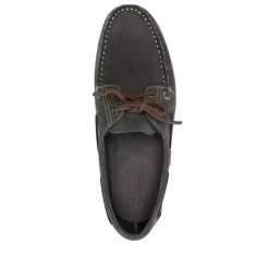Chaussures bateau gris foncé à lacets et semelle en caoutchouc