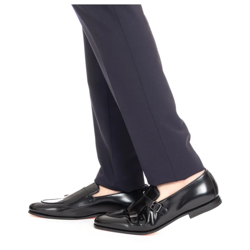 Chaussures à Double Boucle en Cuir Noir