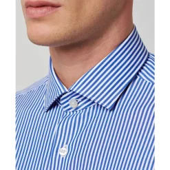 Chemise Coupe Tailleur en Popeline Rayée