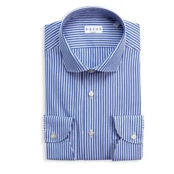 Chemise Coupe Tailleur en Popeline Rayée