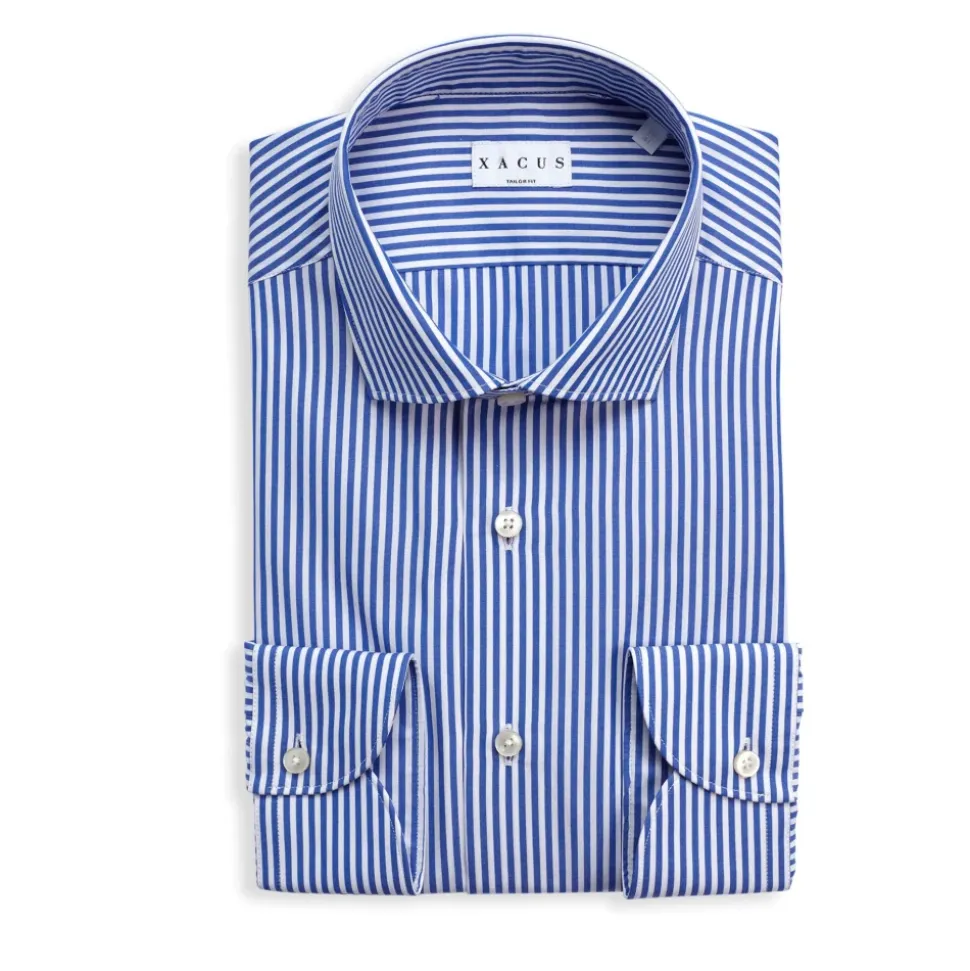 Chemise Coupe Tailleur en Popeline Rayée
