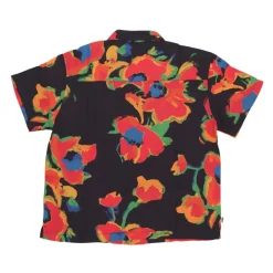 Chemise Noire à Fleurs Manches Courtes