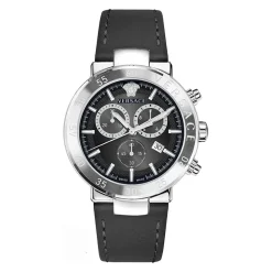 Chronographe Bracelet en Cuir Montre à Quartz avec Date