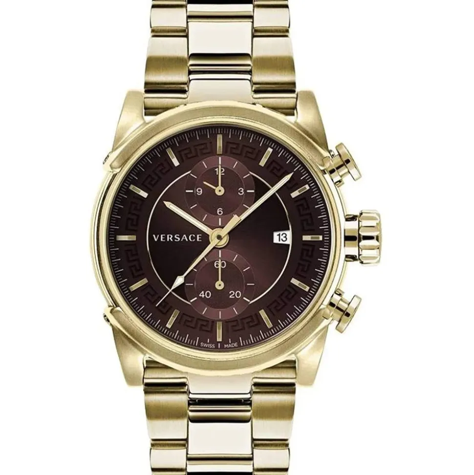 Chrono Urban Montre Homme Or Acier Inoxydable Cadran Marron