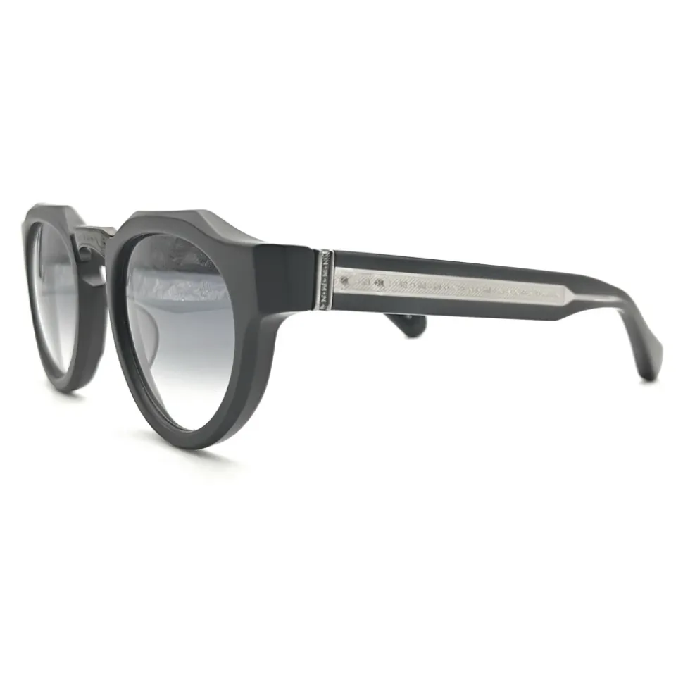 Élégantes Lunettes de Soleil Panto Noires Mat