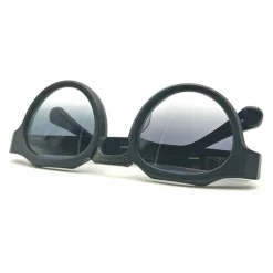 Élégantes Lunettes de Soleil Panto Noires Mat