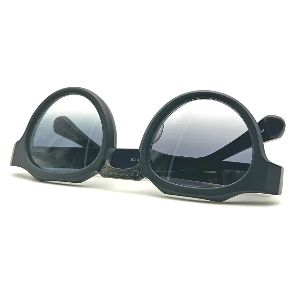 Élégantes Lunettes de Soleil Panto Noires Mat