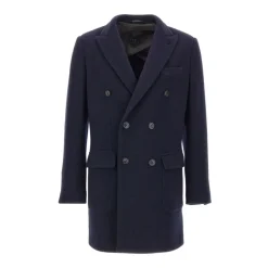 Manteau en Denim Bleu à Double Boutonnage