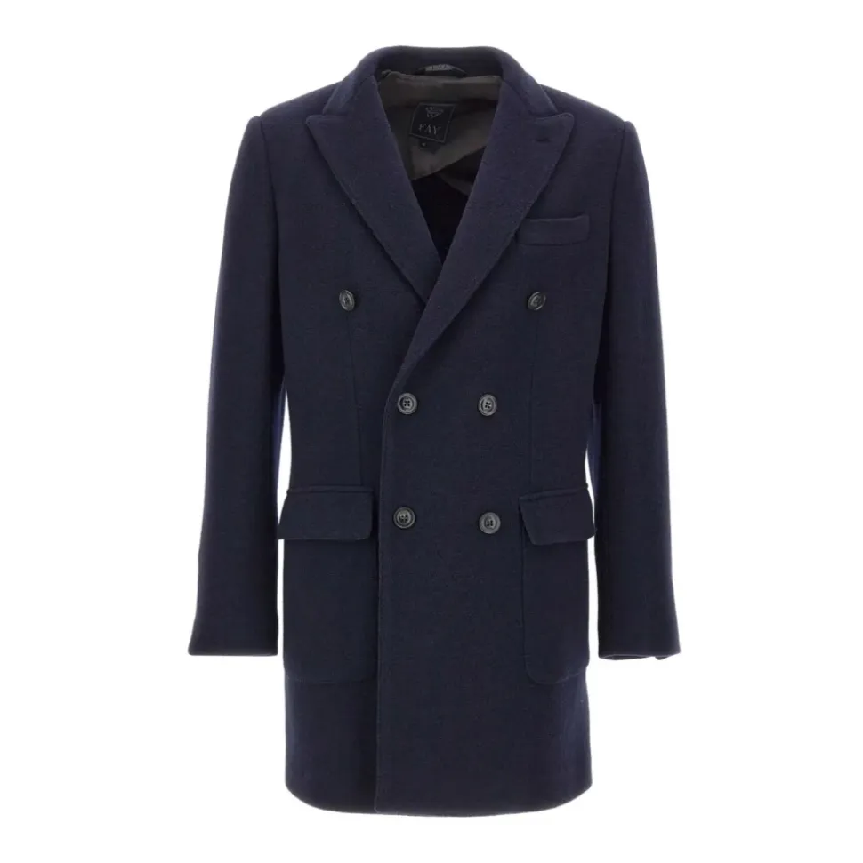 Manteau en Denim Bleu à Double Boutonnage