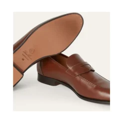 Mocassins Classiques Marron avec Double Couture