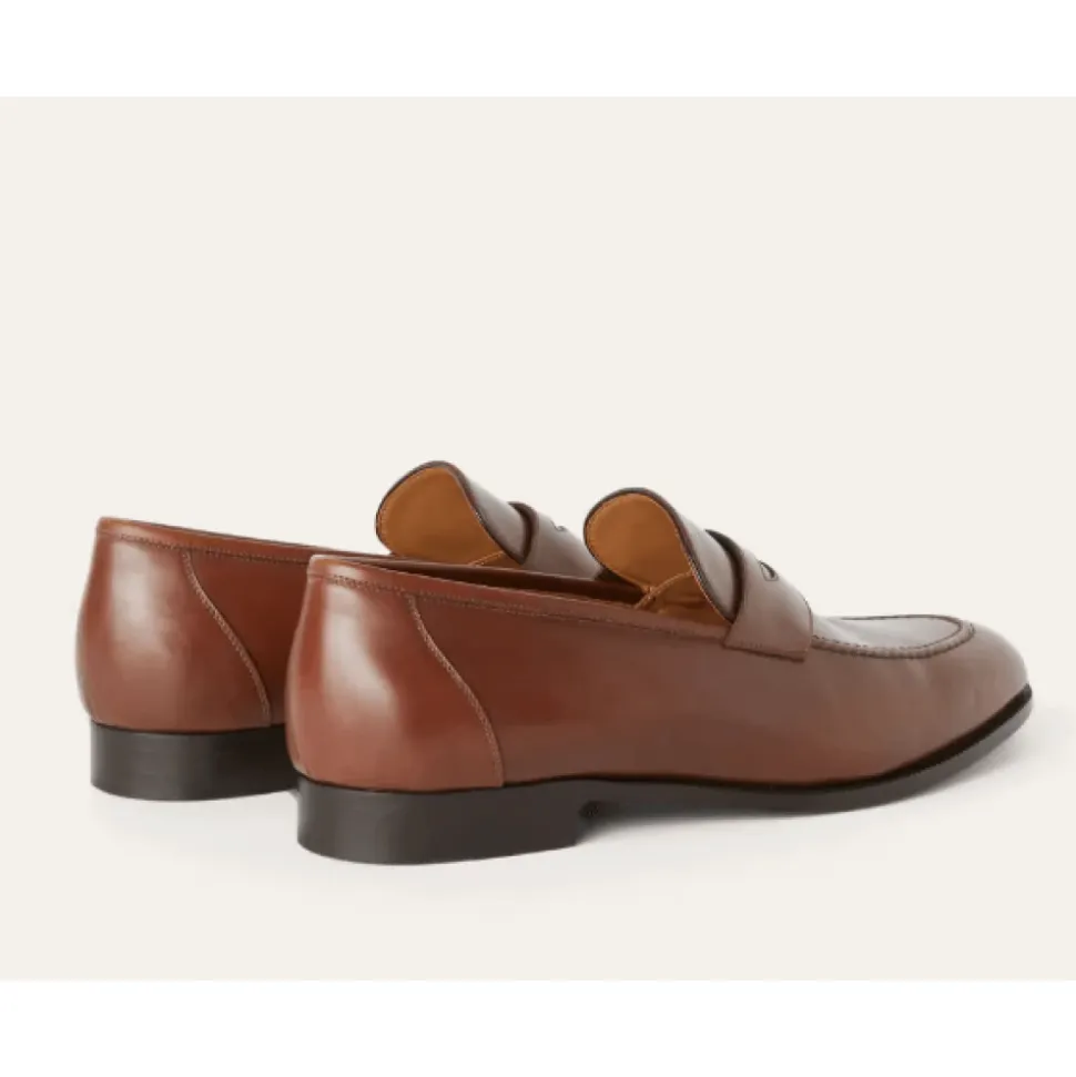 Mocassins Classiques Marron avec Double Couture