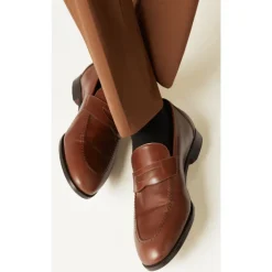Mocassins Classiques Marron avec Double Couture
