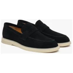 Mocassins noirs pour hommes en vrai velours italien