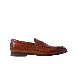 Mocassins Tissés Main en Cuir Cognac