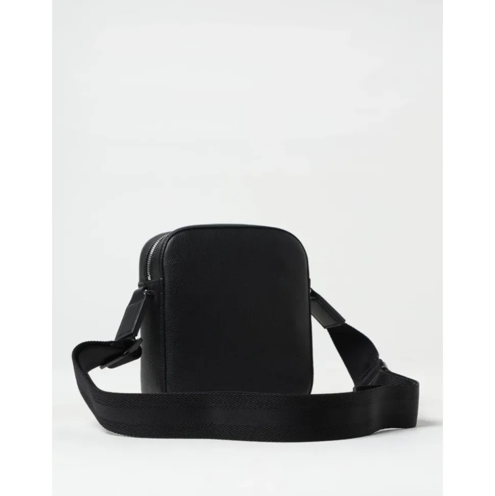 Sac bandoulière en cuir noir Boss