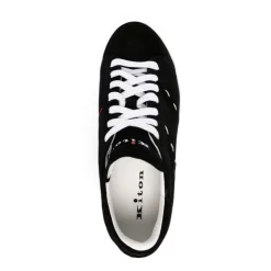 Sneakers en Cuir Noir/Blanc Cousu