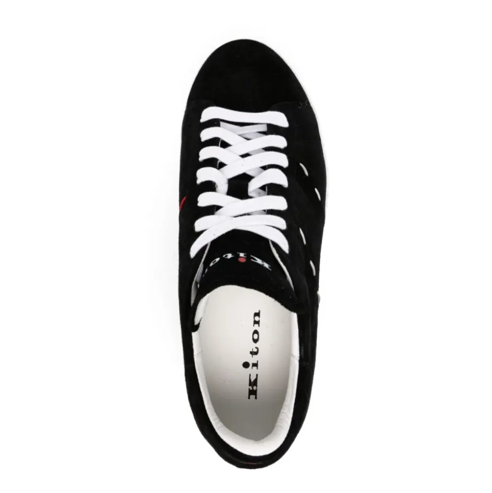 Sneakers en Cuir Noir/Blanc Cousu