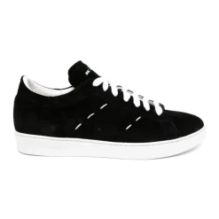 Sneakers en Cuir Noir/Blanc Cousu