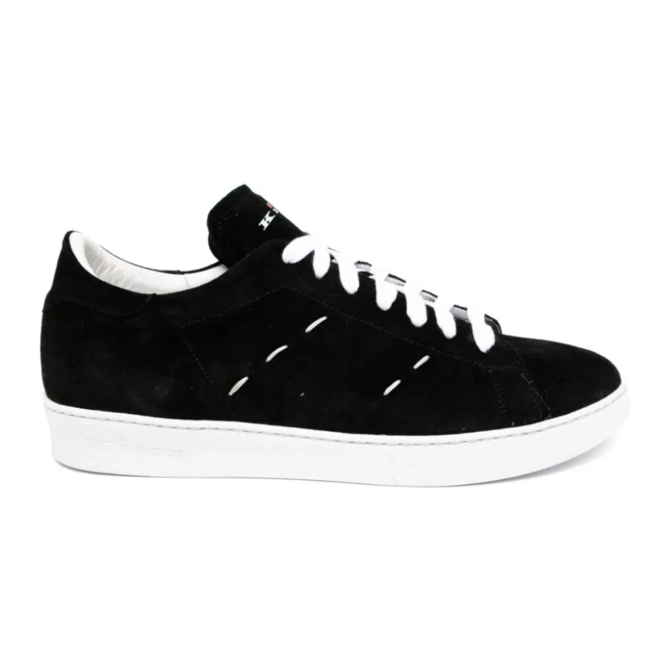 Sneakers en Cuir Noir/Blanc Cousu