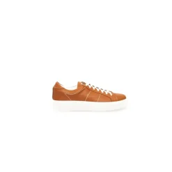 Sneakers en Cuir Orange avec Semelle en Caoutchouc