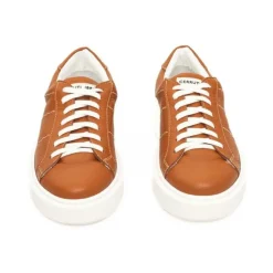 Sneakers en Cuir Orange avec Semelle en Caoutchouc