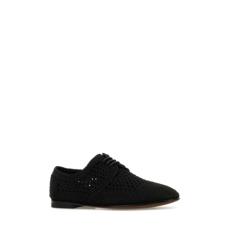 Sneakers Noires en Crochet à Lacets