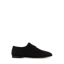 Sneakers Noires en Crochet à Lacets